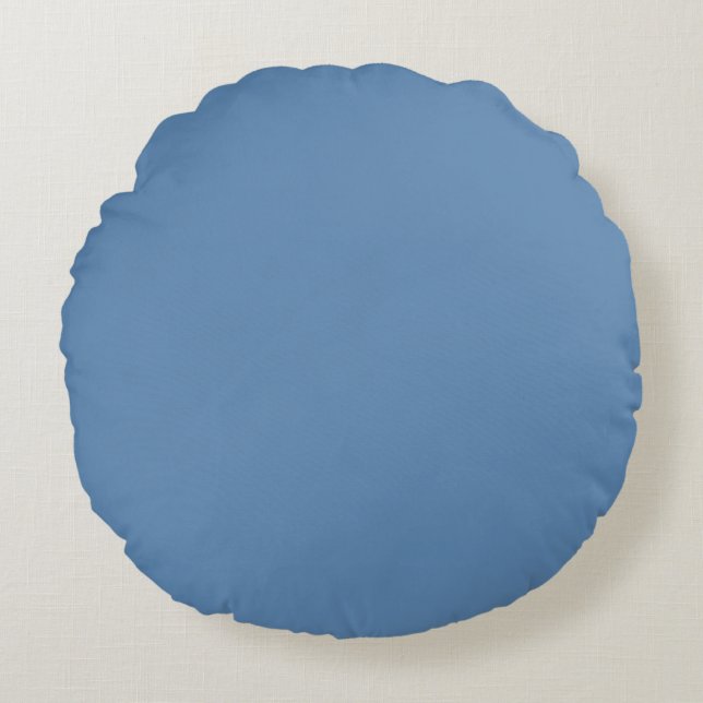 Blue Lichen Solid Colour Print, Light Blue Grey Round Pillow (Front)