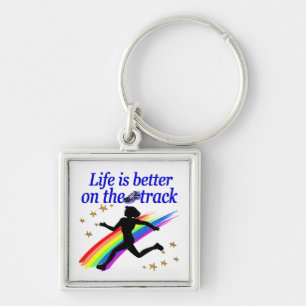 BLUE LIFE IS BETTER ON THE TRACK DESIGN KEYCHAIN