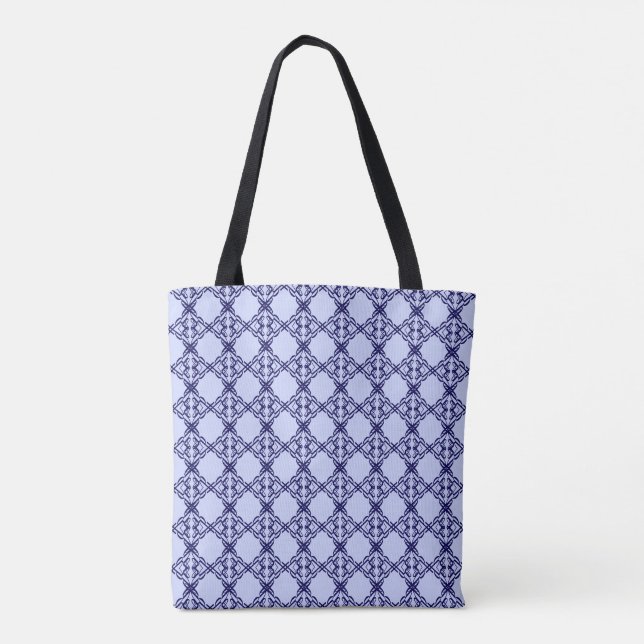 Blue & Light Blue Mediterranean Look Pattern Tote Bag (Back)