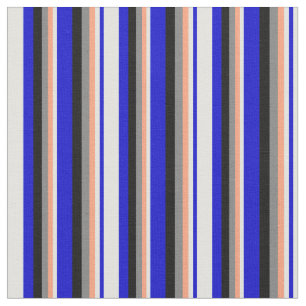 Blue, Light Cyan, Light Salmon, Grey, and Black Fabric