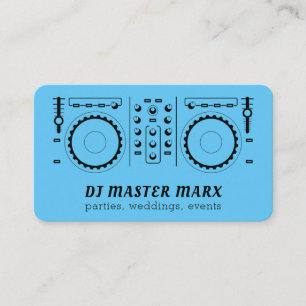 Blue Light Disc Jockey Turntable Party Music Business Card