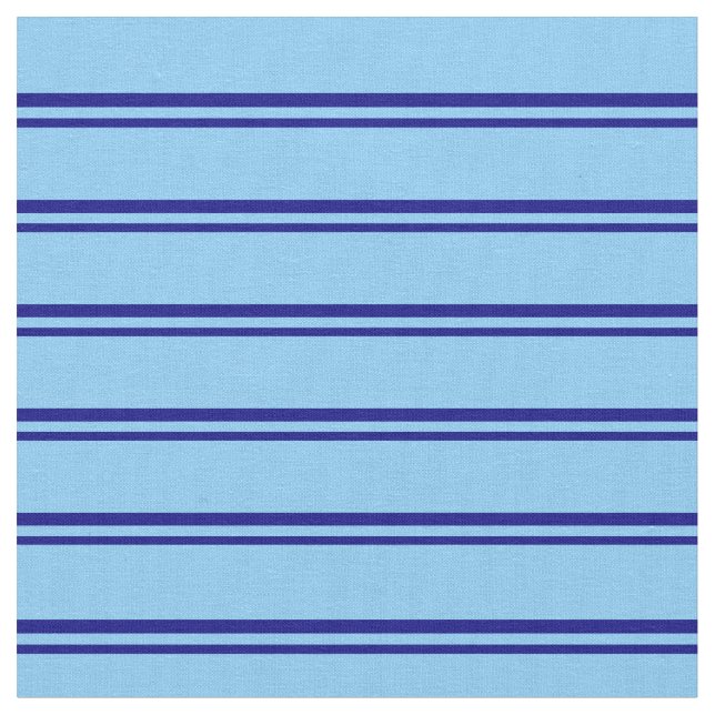 Blue & Light Sky Blue Coloured Pattern of Stripes Fabric (Close Up)