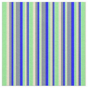 Blue, Light Slate Grey, Tan & Light Green Coloured Fabric