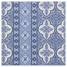 Blue-lightblue bohemian-design cotton-twill 