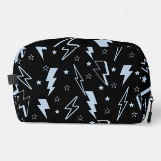 Blue Lightning Black Background Y2K Pattern Dopp Kit