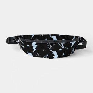 Blue Lightning Black Background Y2K Pattern Fanny Pack