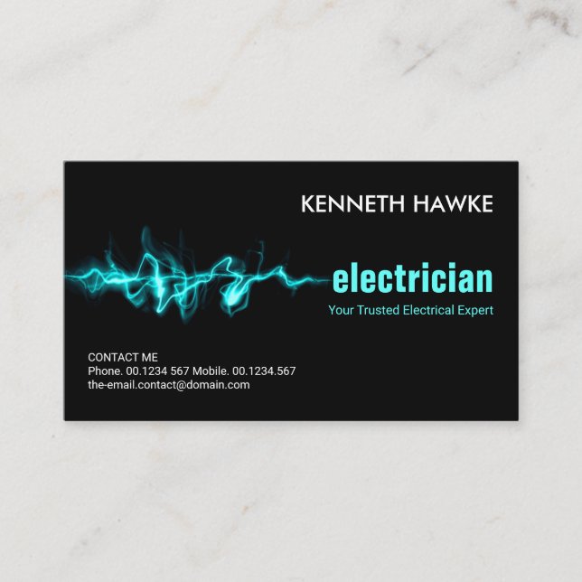 Blue Lightning Electrical Strike Electrician Business Card (Front)