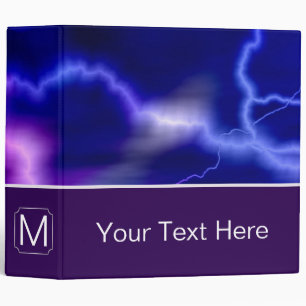 Blue Lightning Galaxy. Custom Monogram Binder