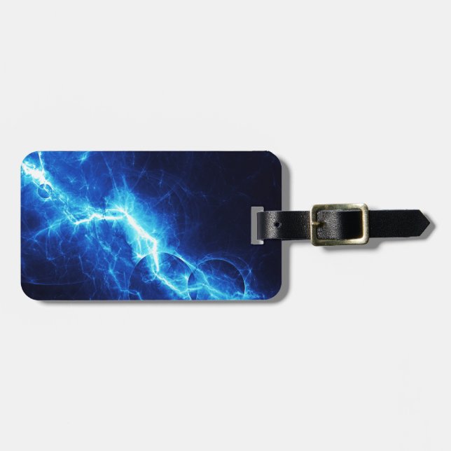 Blue Lightning Luggage Tag (Front Horizontal)