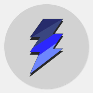 Blue Lightning Thunder Bolt Classic Round Sticker