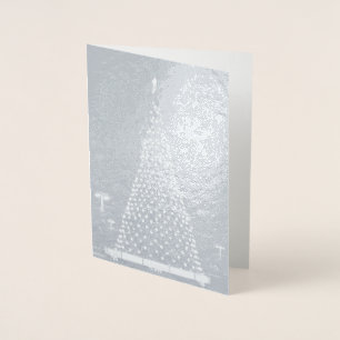 Blue lights Christmas tree Foil Card