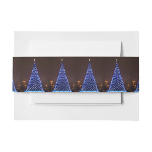Blue lights Christmas tree Invitation Belly Band