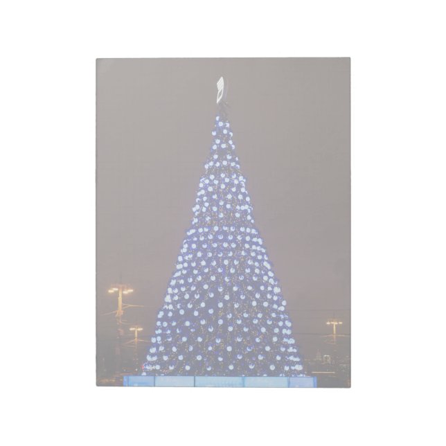 Blue lights Christmas tree Notepad (Rotated)