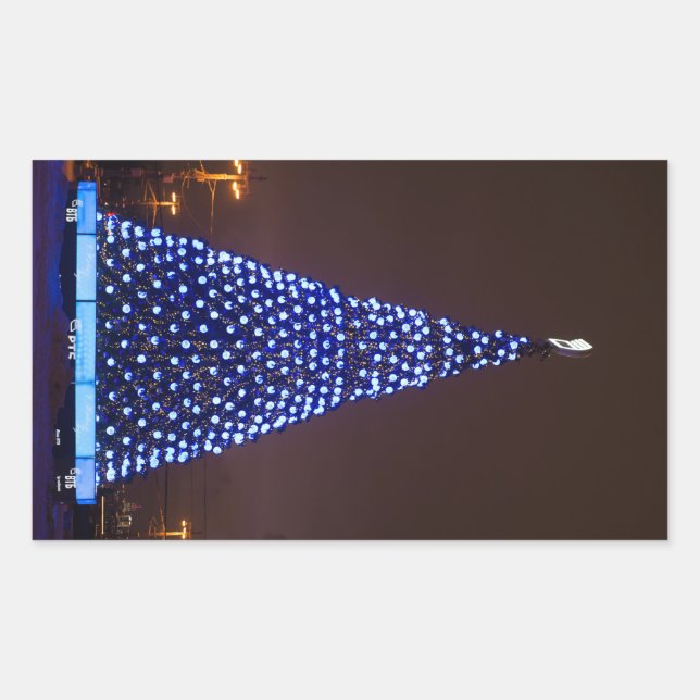 Blue lights Christmas tree Sticker (Front)