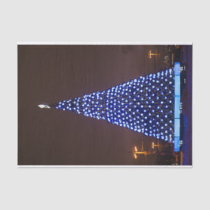 Blue lights Christmas tree Tissue Paper