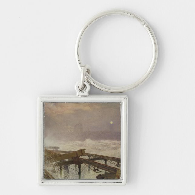 Blue Lights, Teignemouth Pier - Lighting the Lamps Keychain (Front)