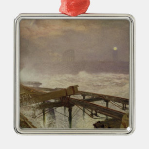 Blue Lights, Teignemouth Pier - Lighting the Lamps Metal Ornament