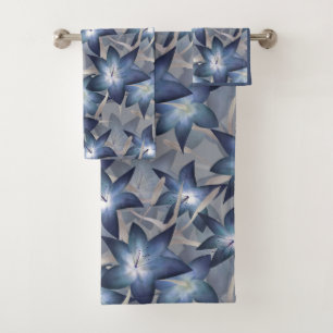 Blue lilies bath towel set