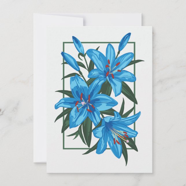 Blue Lilies. Flower illustration Announcement (Front)
