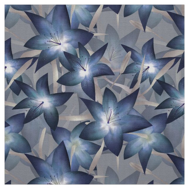Blue lilies, lilies fabric (Swatch)