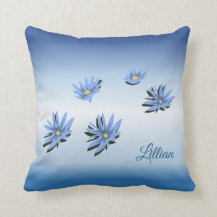 Blue Lilies Throw Pillow