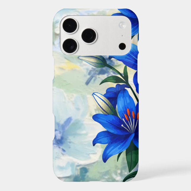  Blue Lily Floral Phone Case  (Back)