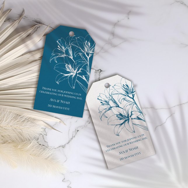 Blue Lily Outline Wedding Gift Tags (Creator Uploaded)