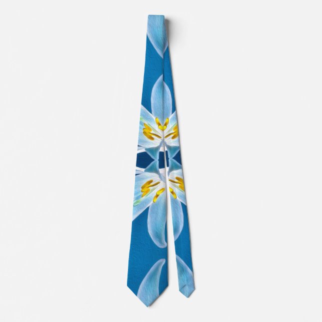 Blue Lily Pattern Tie (Front)