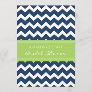 Blue Lime Chevron Bridal Shower Invitation Cards