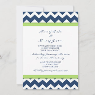 Blue Lime Chevron Engagement Party Invitations