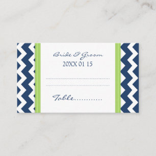 Blue Lime Chevron Wedding Table Place Setting Card