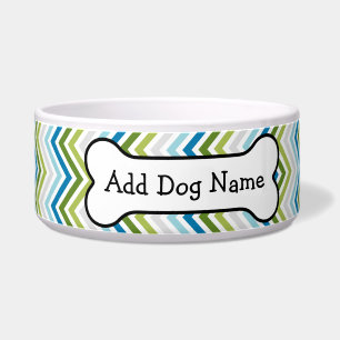 Blue & Lime Green Chevron Pattern with Dog Bone