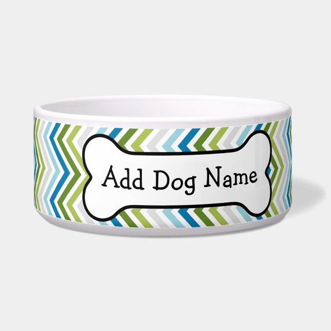 Blue & Lime Green Chevron Pattern with Dog Bone (Left)