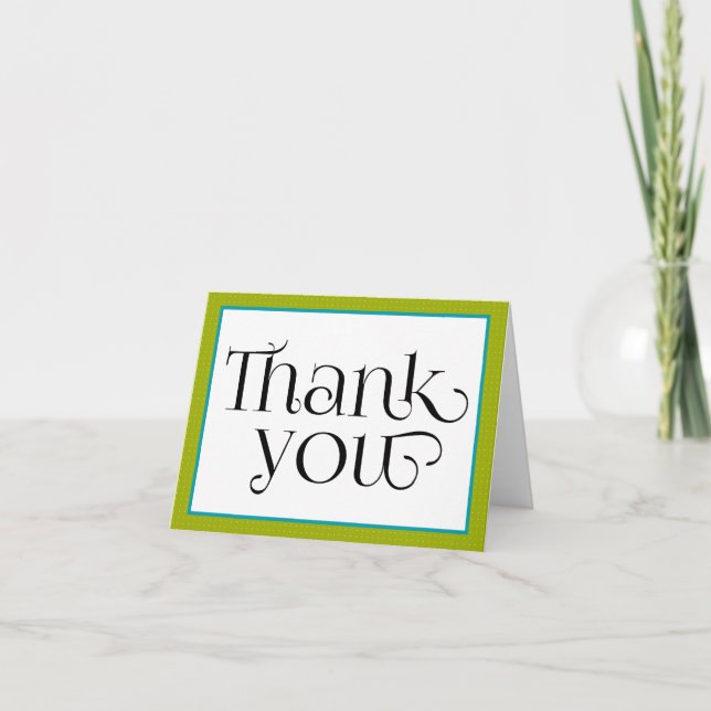 Blue & Lime Green Microdot Merci Carte Note (Devant)
