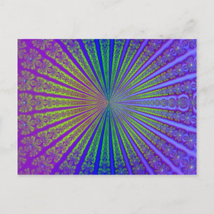 Blue Lime Green Purple Abstract Fractal Tunnel Postcard