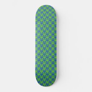 Blue / Lime Heart Pattern custom skateboard