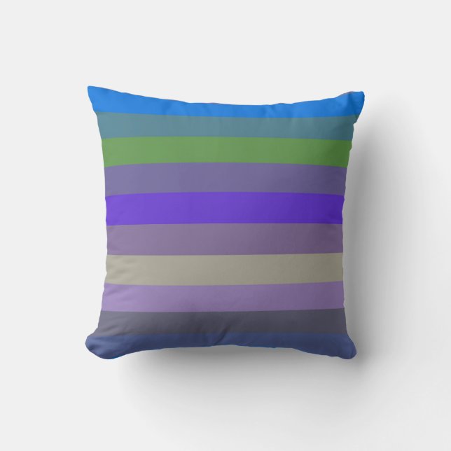 Blue, Lime & Magenta Retro Stripes Throw Pillow (Front)