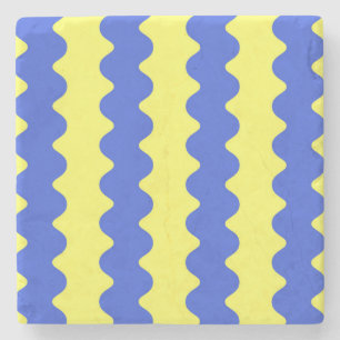 Blue Lime Wavy Stripe Bold Drinkware Accent Stone Coaster