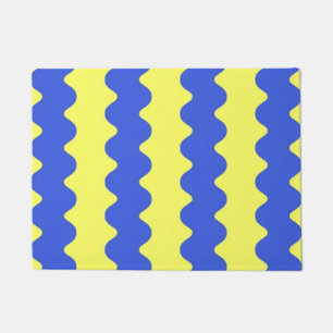 Blue Lime Wavy Stripe Bold Entryway Accent Doormat
