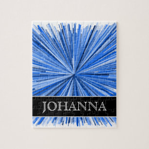 Blue Line Burst Pattern + Custom Name Puzzle