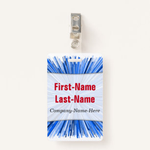 Blue Line Burst Pattern; Personalized Name Badge