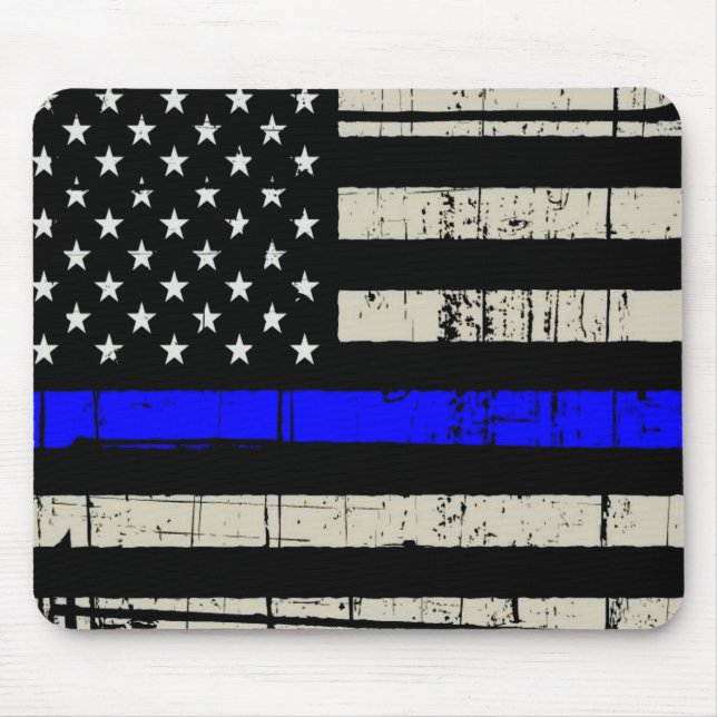 Blue Line Flag Poilice Support American USA Mouse Pad (Front)