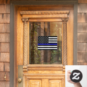Blue Line Flag Window Sign, Police, American Flag Cling