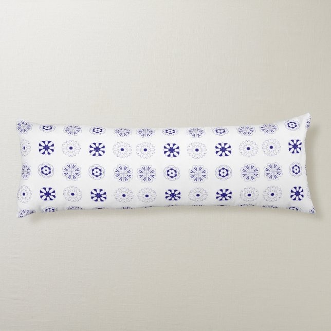 Blue line flower pattern body pillow (Back)