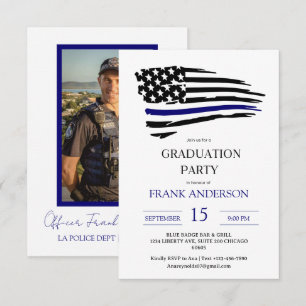 Blue Line Honour police Graduation Invitation Set