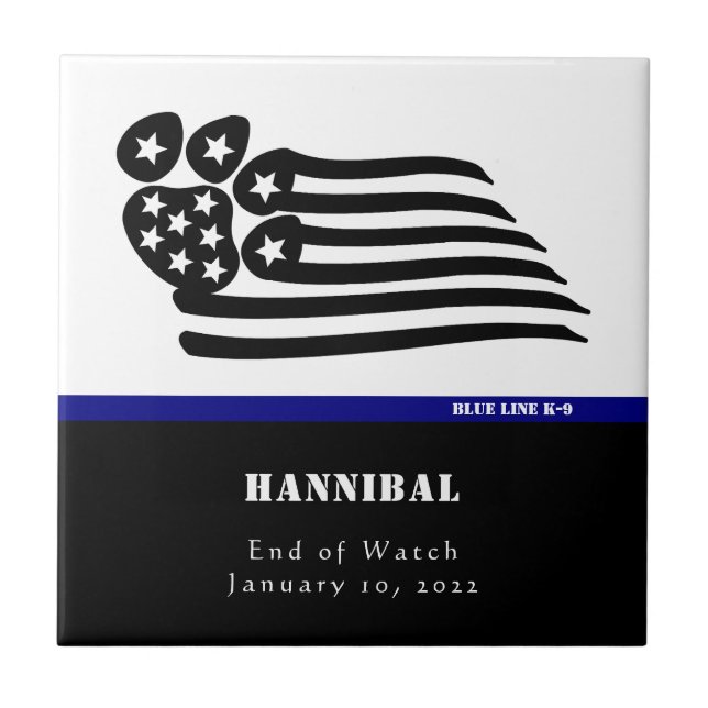 Blue Line K-9 Personalized Memorial Tile (Front)