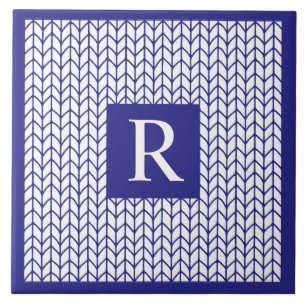 BLUE LINE KNIT Ceramic Tile + Initial II