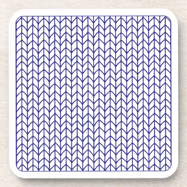 BLUE LINE KNIT Hard Plastic Coasters  (Front)