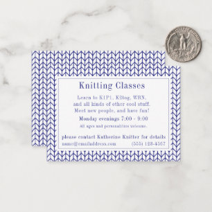 BLUE LINE KNIT "Knitting Classes" Business Card
