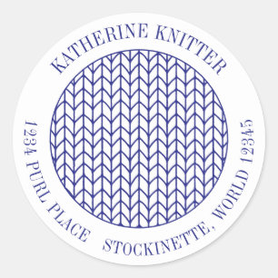BLUE LINE KNIT Large Round Address Envelope Seals 